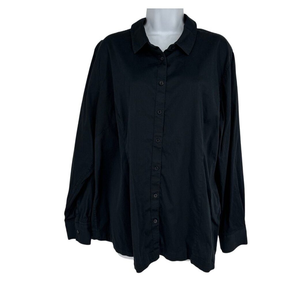 Soft Surroundings Womens Perfect Long Sleeve Button Down Shirt Plus Size 24W